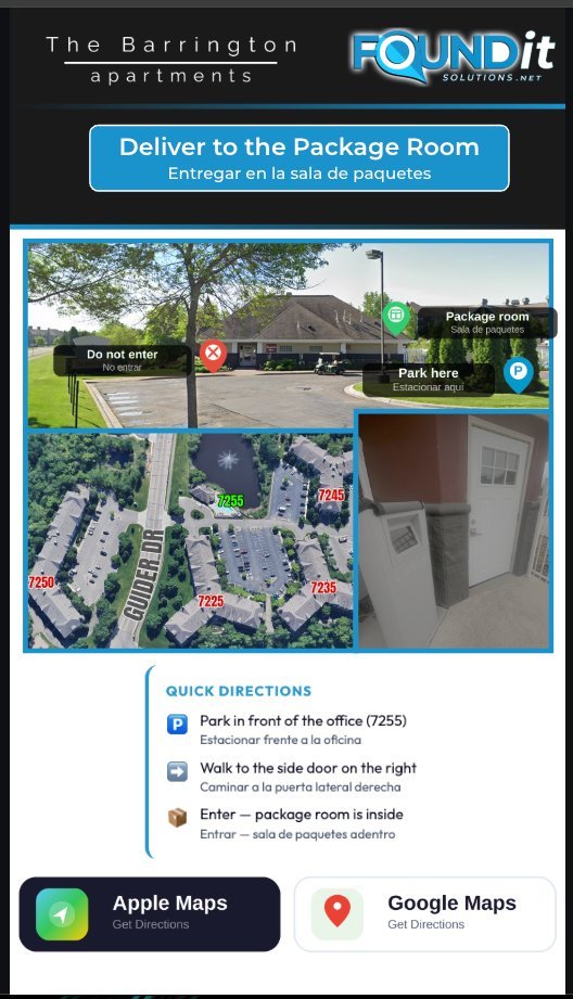 Barrington Apartments QR landing page